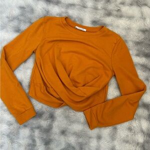 Zara Mustard Twist Front Long Sleeve Top